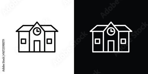 school icon. Vector linear icon isolated in black and white