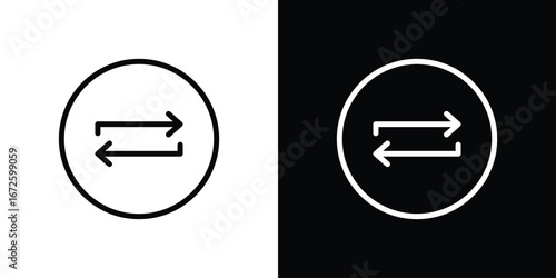 Repeat icon. Vector linear icon isolated in black and white