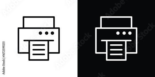 Print button icon. Vector linear icon isolated in black and white