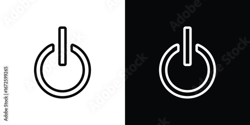 Power button icon. Vector linear icon isolated in black and white