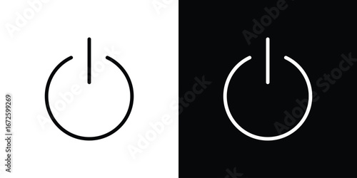 Power button icon. Vector linear icon isolated in black and white