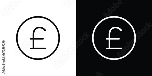 Pound icon. Vector linear icon isolated in black and white