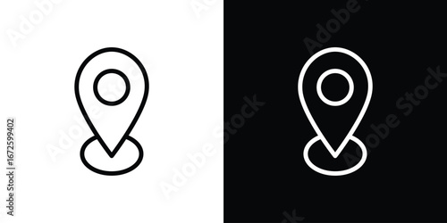 Pin icon. Vector linear icon isolated in black and white