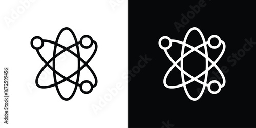 Physics icon. Vector linear icon isolated in black and white