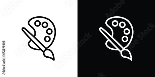 Paint icon. Vector linear icon isolated in black and white