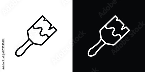 Paint brush icon. Vector linear icon isolated in black and white