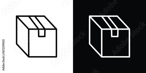 Package icon. Vector linear icon isolated in black and white