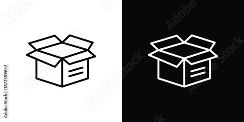 Open box icon. Vector linear icon isolated in black and white