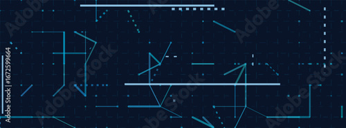 Futuristic geometric tech background with digital connections and patterns.