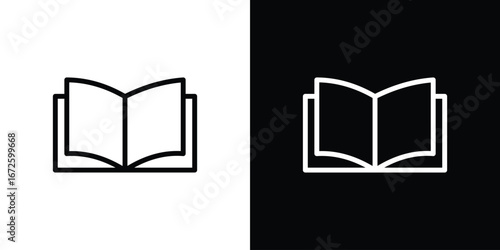 open book icon. Vector linear icon isolated in black and white