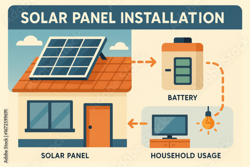 Solar panel installation process with battery storage