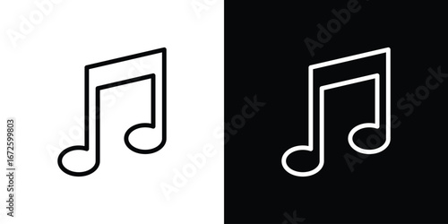 Music icon. Vector linear icon isolated in black and white