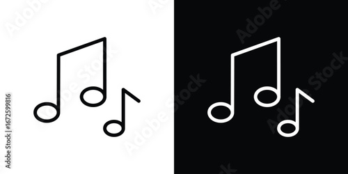 Music note icon. Vector linear icon isolated in black and white
