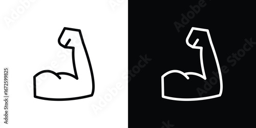 Muscle icon. Vector linear icon isolated in black and white