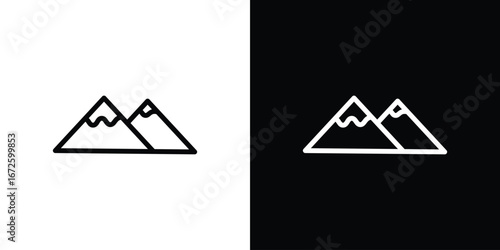 Mountain icon. Vector linear icon isolated in black and white