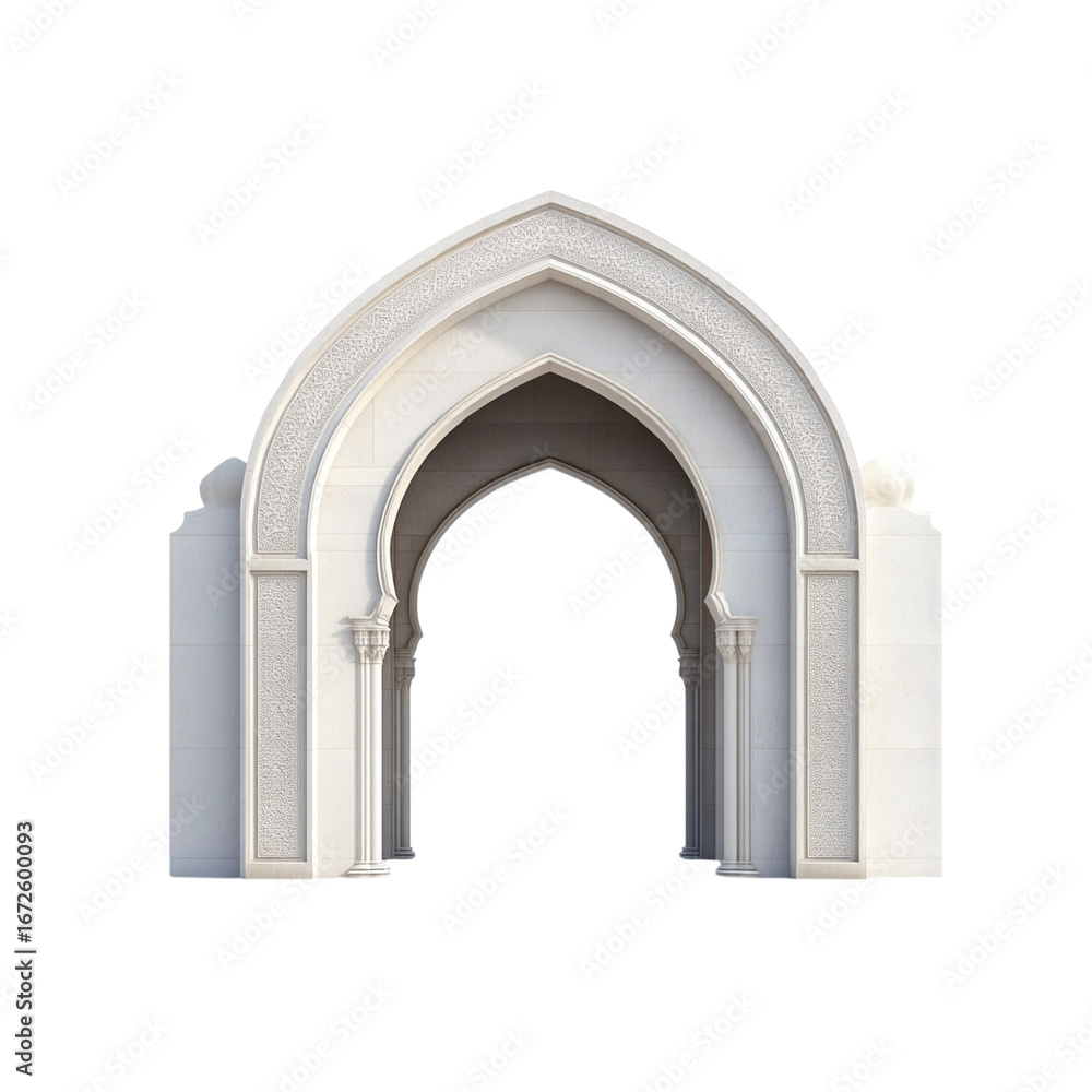 Fototapeta premium Intricate arabic architectural archway gate isolated structure timeless design element classic gateway