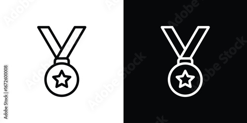 Medal icon. Vector linear icon isolated in black and white