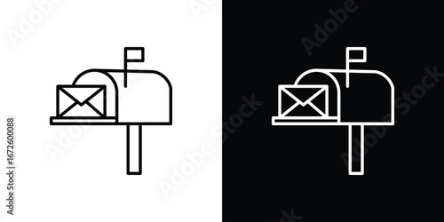 Mailbox icon. Vector linear icon isolated in black and white