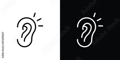 Listening icon. Vector linear icon isolated in black and white