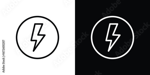 Lightning bolt icon. Vector linear icon isolated in black and white