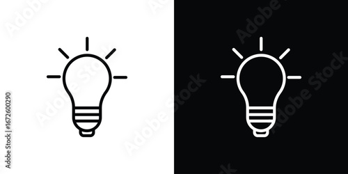 Lightbulb icon. Vector linear icon isolated in black and white