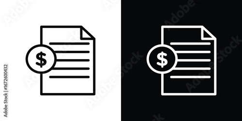 Invoice icon. Vector linear icon isolated in black and white