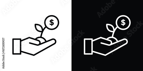 Investment icon. Vector linear icon isolated in black and white