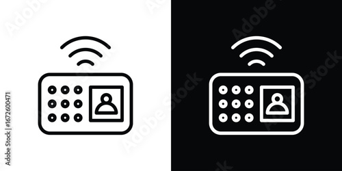 Interphone icon. Vector linear icon isolated in black and white