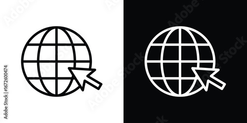 Internet icon. Vector linear icon isolated in black and white
