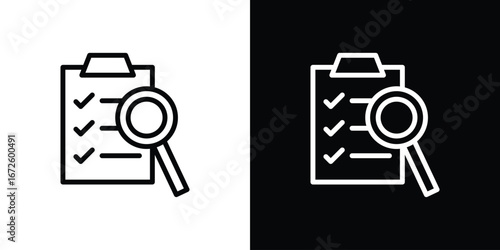 Inspection icon. Vector linear icon isolated in black and white