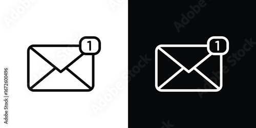 Inbox icon. Vector linear icon isolated in black and white