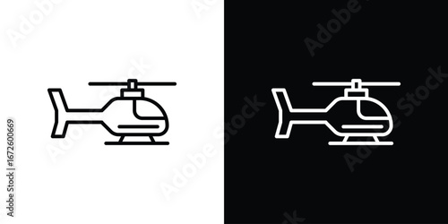 Helicopter icon. Vector linear icon isolated in black and white