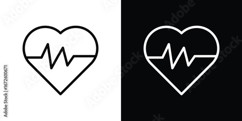 Heartbeat icon. Vector linear icon isolated in black and white