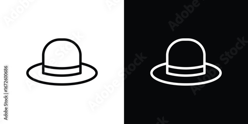 Hat icon. Vector linear icon isolated in black and white