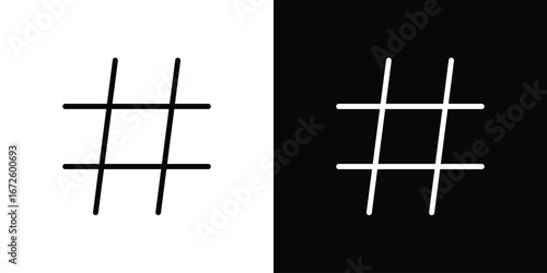 Hashtag icon. Vector linear icon isolated in black and white