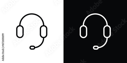 Headphones icon. Vector linear icon isolated in black and white