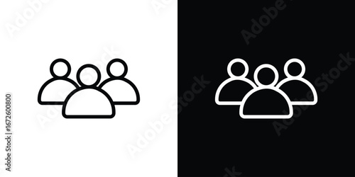 Group icon. Vector linear icon isolated in black and white