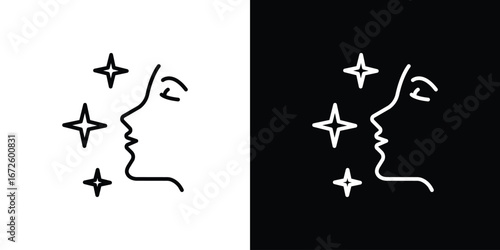 Glowing skin icon. Vector linear icon isolated in black and white