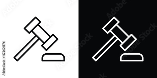 Gavel icon. Vector linear icon isolated in black and white