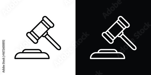 Gavel icon. Vector linear icon isolated in black and white