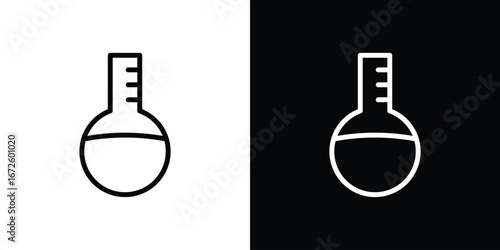 Flask icon. Vector linear icon isolated in black and white