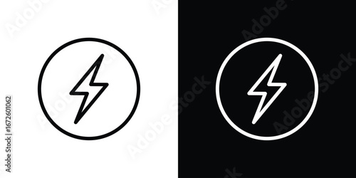 Flash icon. Vector linear icon isolated in black and white