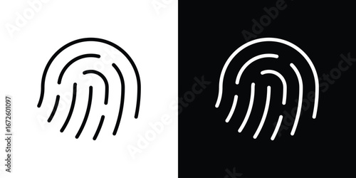 Fingerprint icon. Vector linear icon isolated in black and white