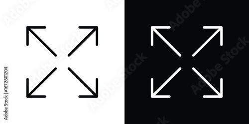 Expand icon. Vector linear icon isolated in black and white