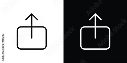 Export icon. Vector linear icon isolated in black and white