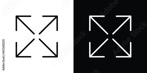 Expand icon. Vector linear icon isolated in black and white