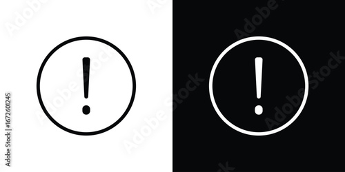 Exclamation button icon. Vector linear icon isolated in black and white