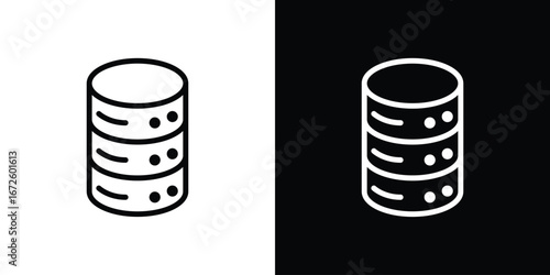 Database icon. Vector linear icon isolated in black and white