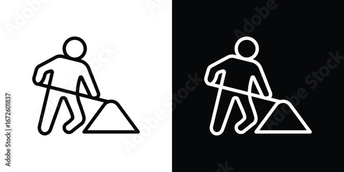 Construction icon. Vector linear icon isolated in black and white