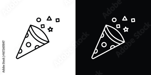Confetti icon. Vector linear icon isolated in black and white